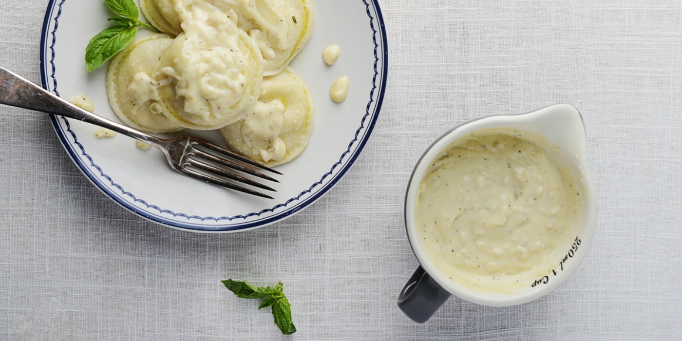 Basil Ravioli Recipe with Creamy Shallot Sauce